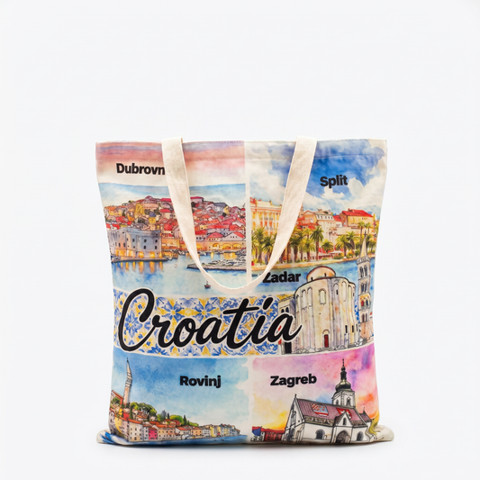 Croatia Watercolor Cities Tote Bag - Watercolor Print