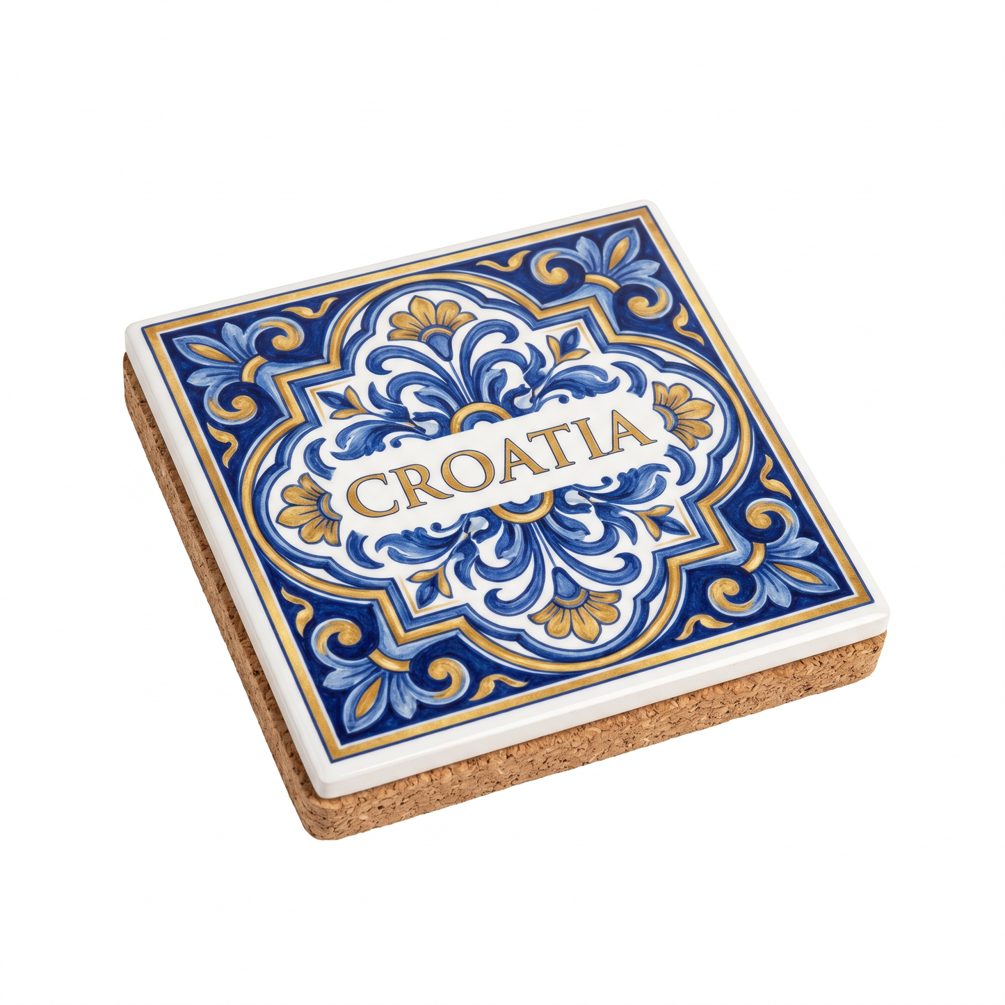 Croatia Tile Podmetač Kvadratni - Plavo-Zlatni