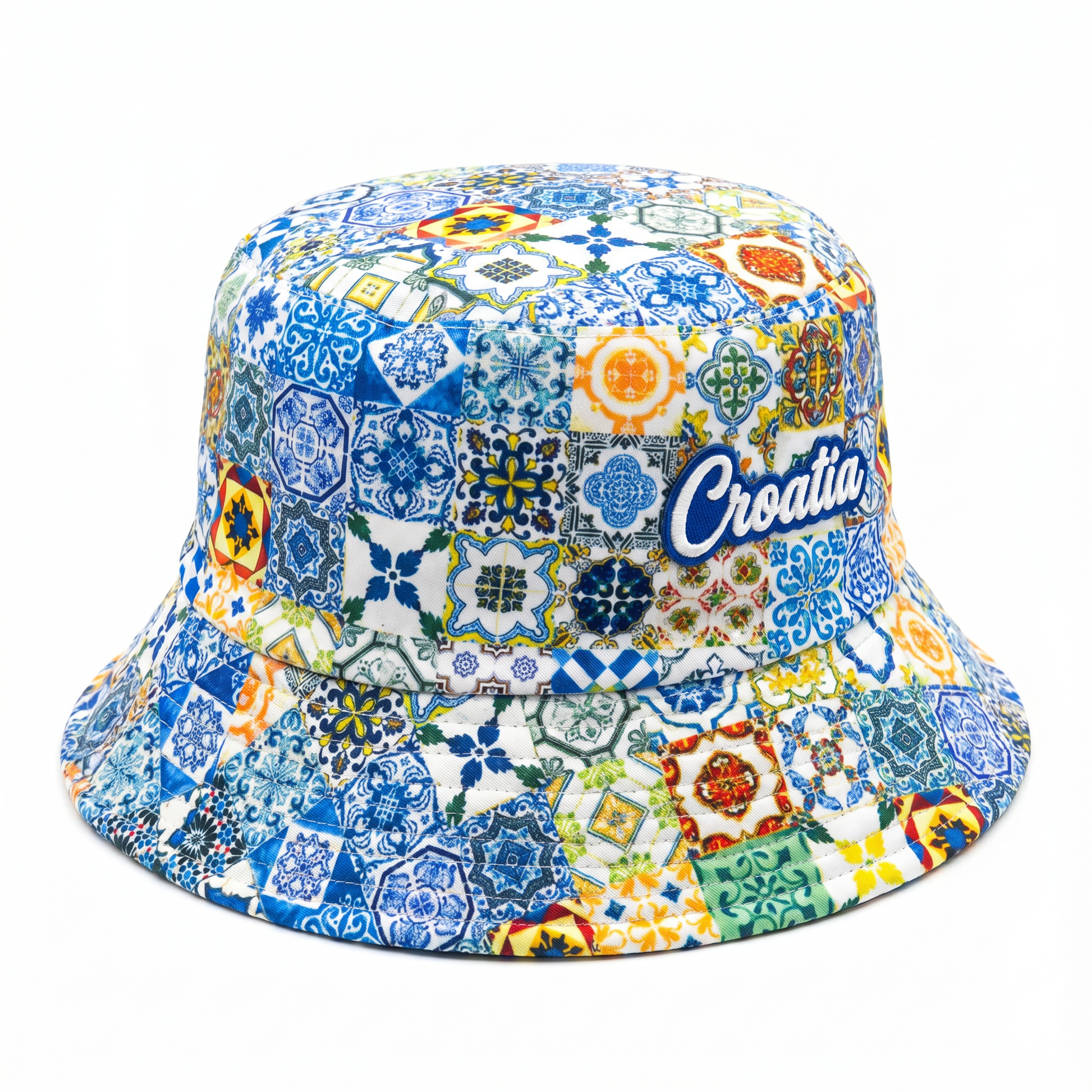 Croatia Tile Print Bucket Hat - Colorful Patchwork