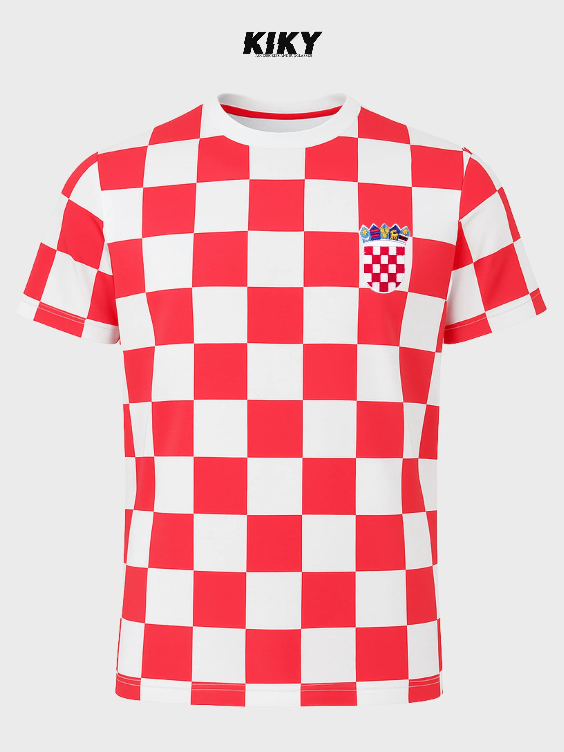 Pamučna Hrvatska majica – crveno‑bijele kockice Kiky Store