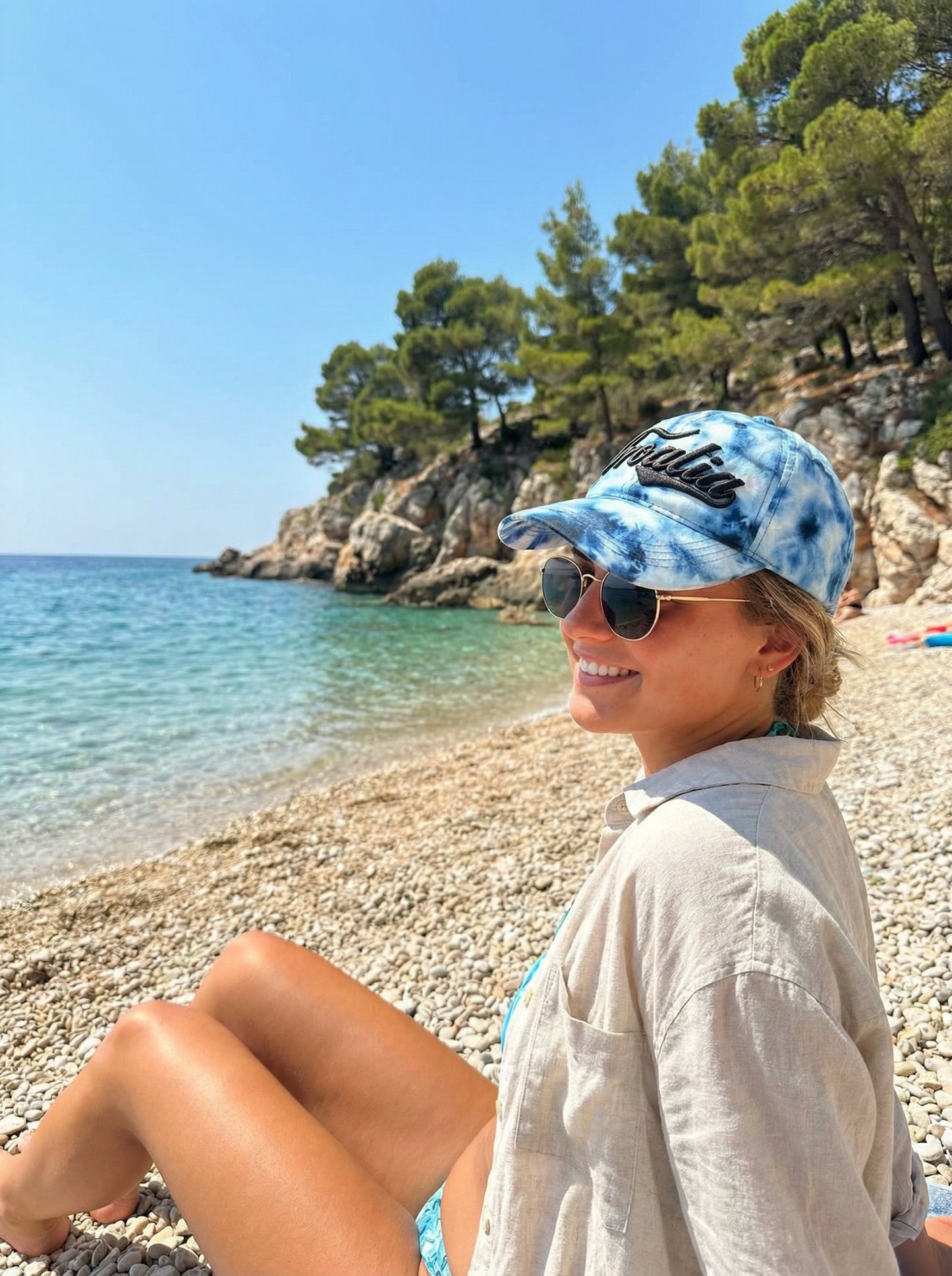 Croatia Tie-Dye Šilterica – Plava Batik s 3D Natpisom