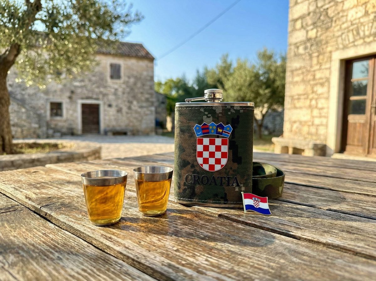 Poklon set 'Croatia' – Čutura (Hip Flask) u maskirnom dizajnu