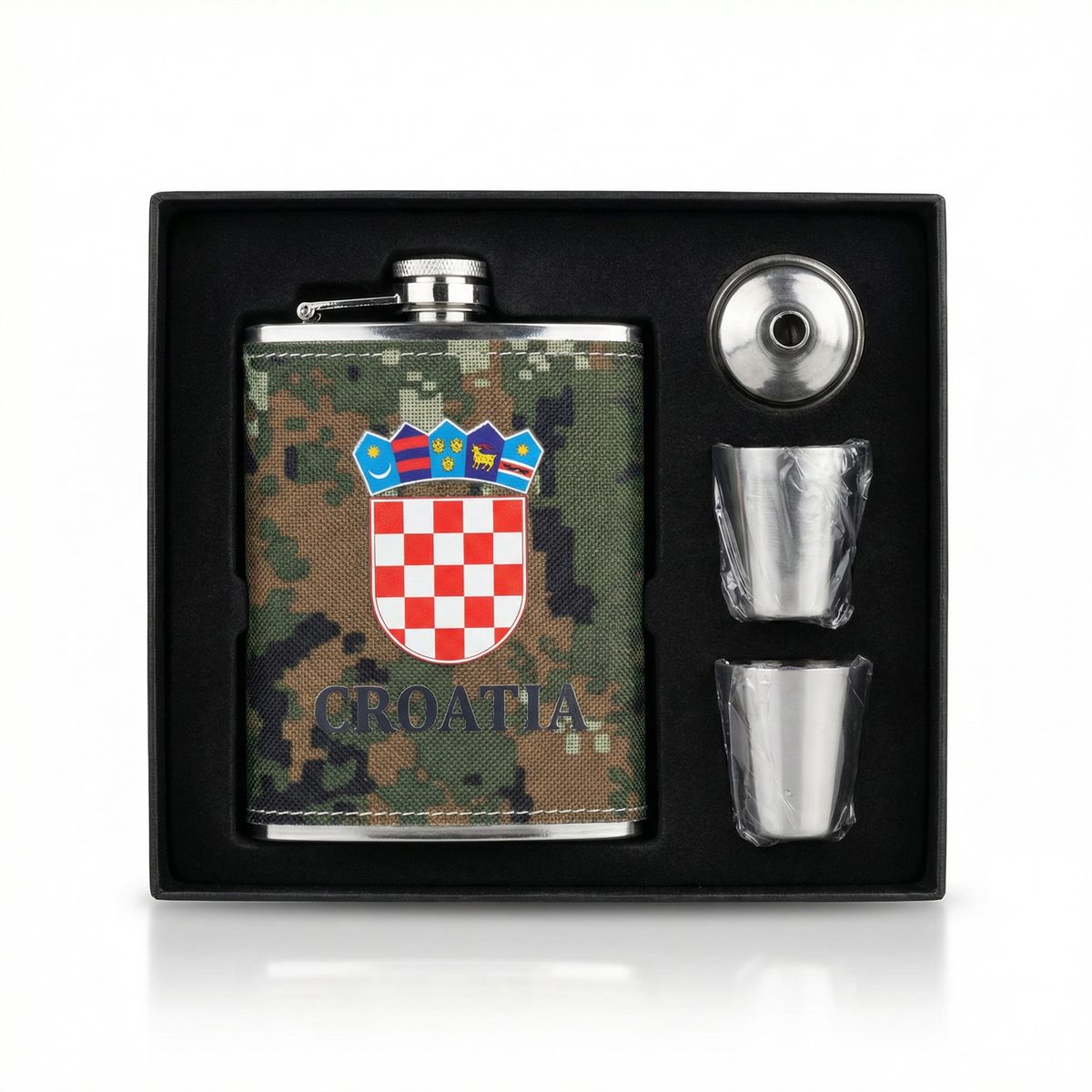 Poklon set 'Croatia' – Čutura (Hip Flask) u maskirnom dizajnu