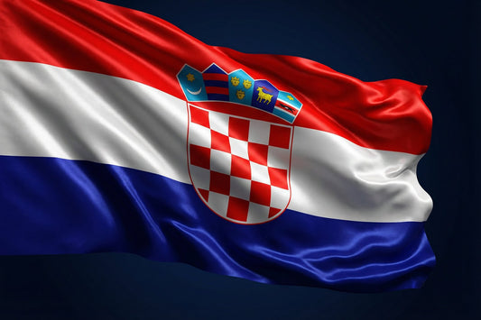 Hrvatska zastava 100% poliester – crvena bijela plava s grbom