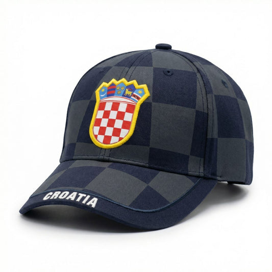 Kapa Croatia – Karirani uzorak s grbom (Navy)