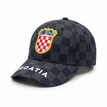 Kapa Croatia – Karirani uzorak s grbom (Tamno siva)
