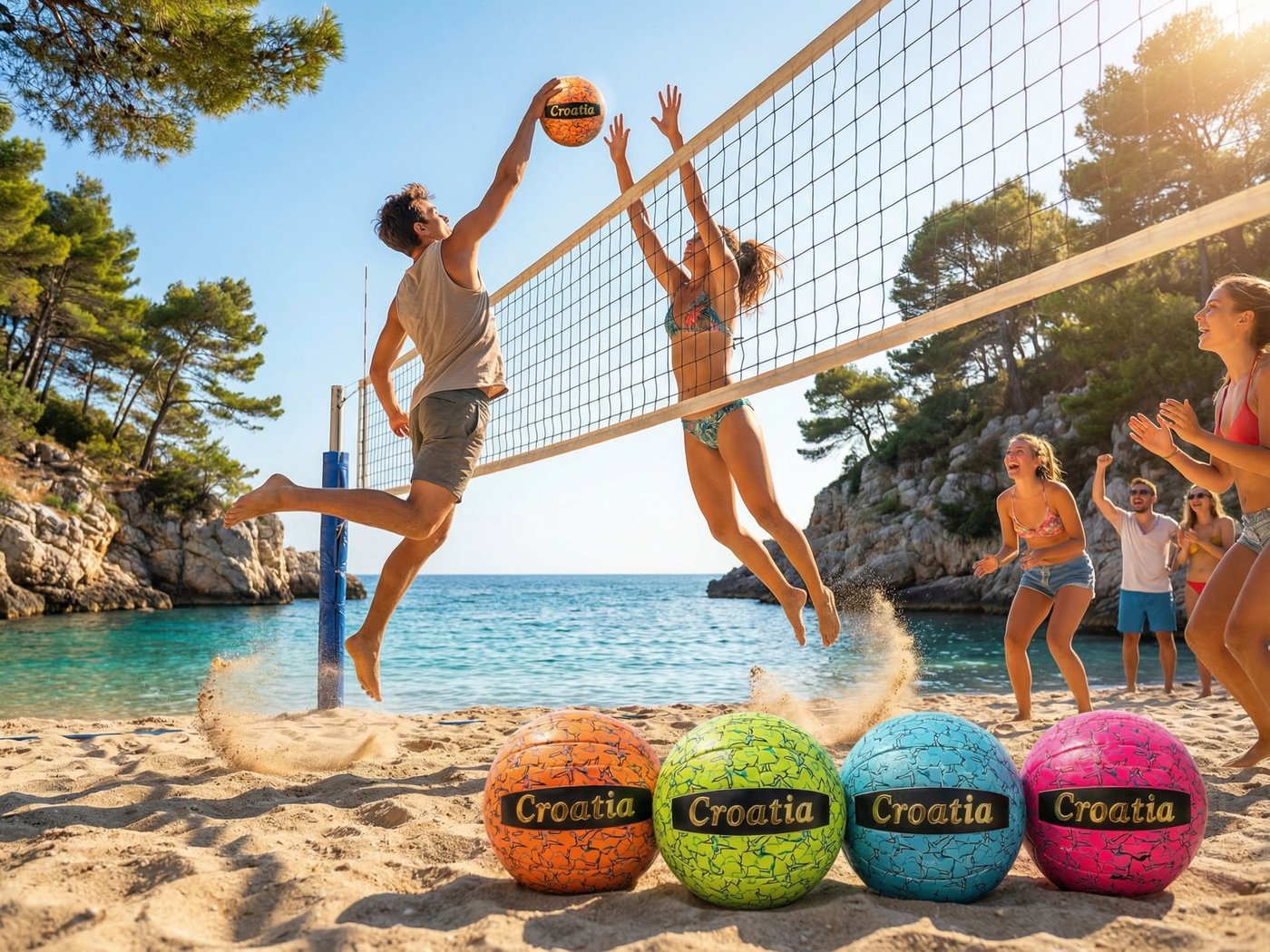 Croatia beach odbojkaška lopta – igrači na Jadranskoj obali