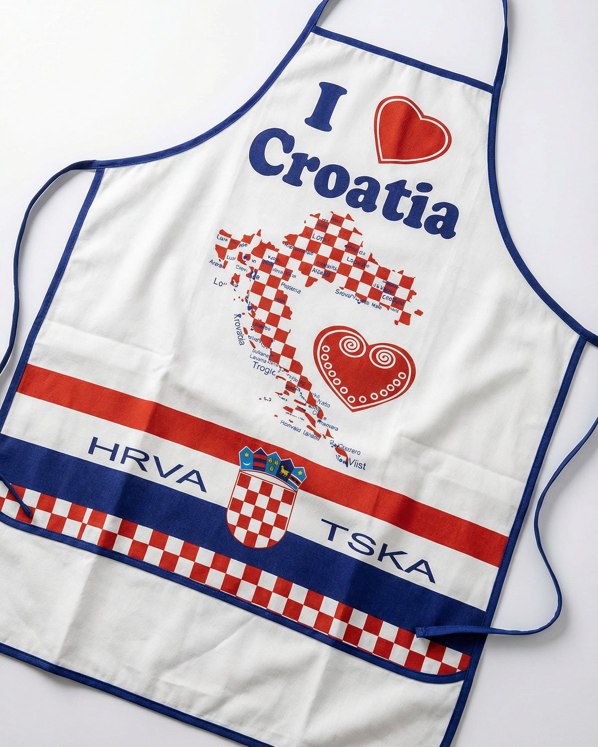 Croatia pregača Model 1 – I Love Croatia, bijela s kartom Hrvatske