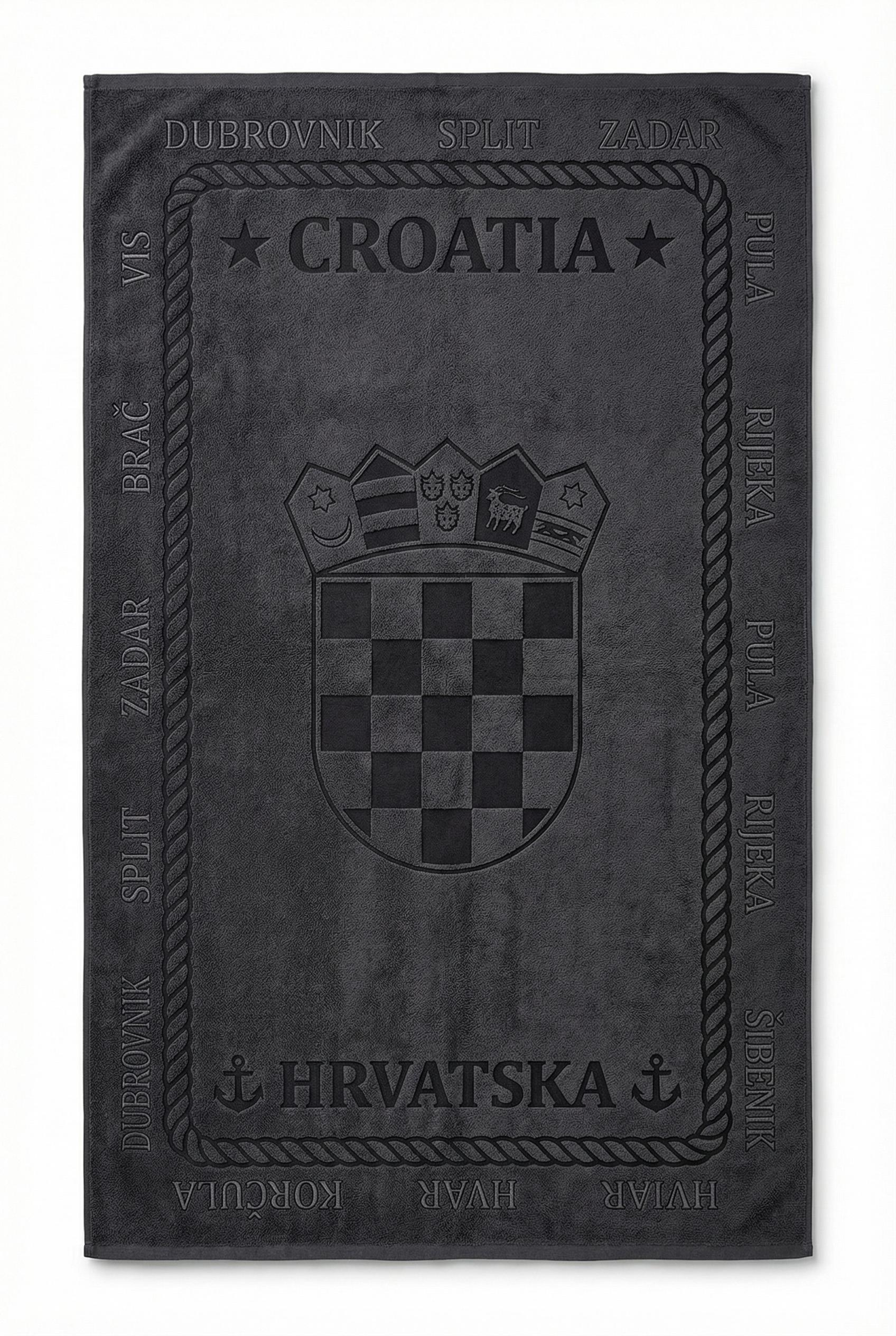 Croatia ručnik s grbom - Siva boja