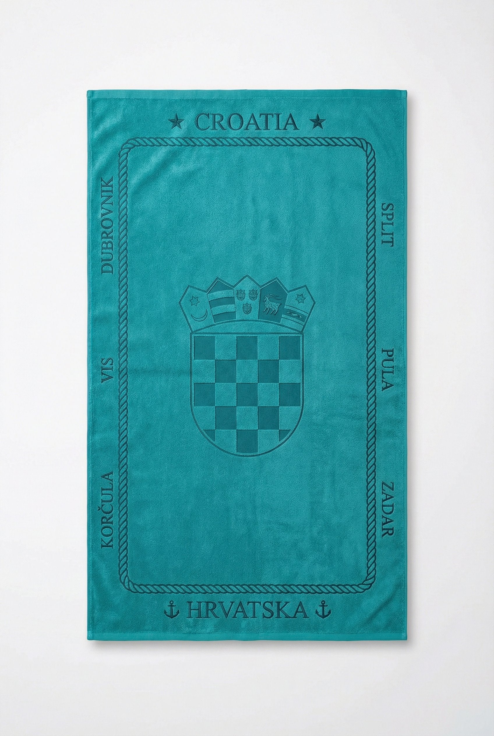 Croatia ručnik s grbom - Tirkizna boja