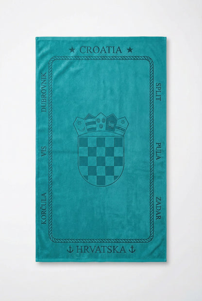 Croatia ručnik s grbom - Tirkizna boja