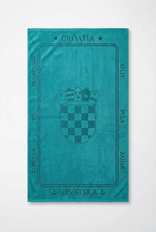 Croatia ručnik s grbom - Tirkizna boja