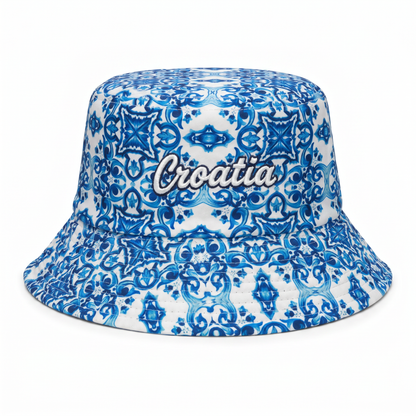 Croatia Tile Print Bucket Hat - Blue Majolika
