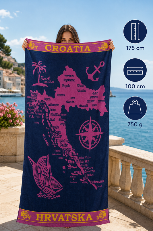 HR Ručnik Model 07 – Tamno Plavi Croatia